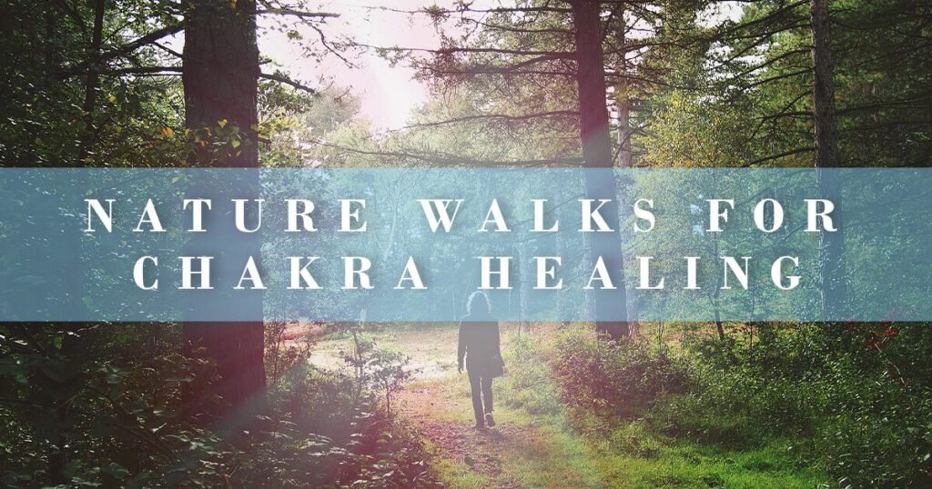 balance chakras at home nature walks - women walking away into a trail in the forest 