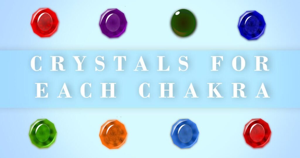 balance each chakra crystals - crystals illustrations with text overlay