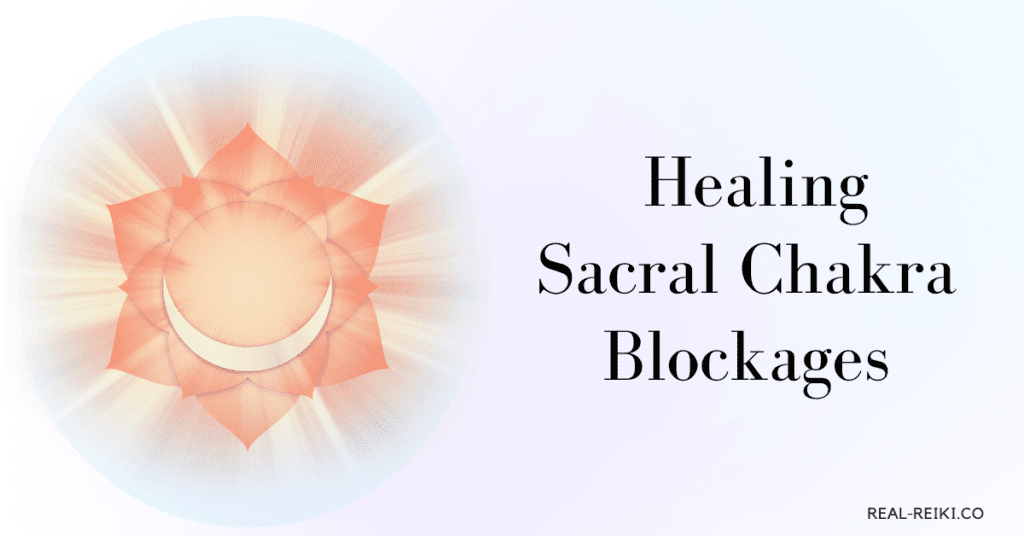 best ways to heal sacral chakra - sacral chakra symbol bursting light from the center and title text