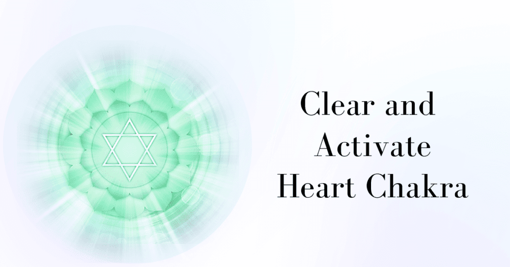 clear and activate the heart chakra - heart chakra symbol with light bursting from its center