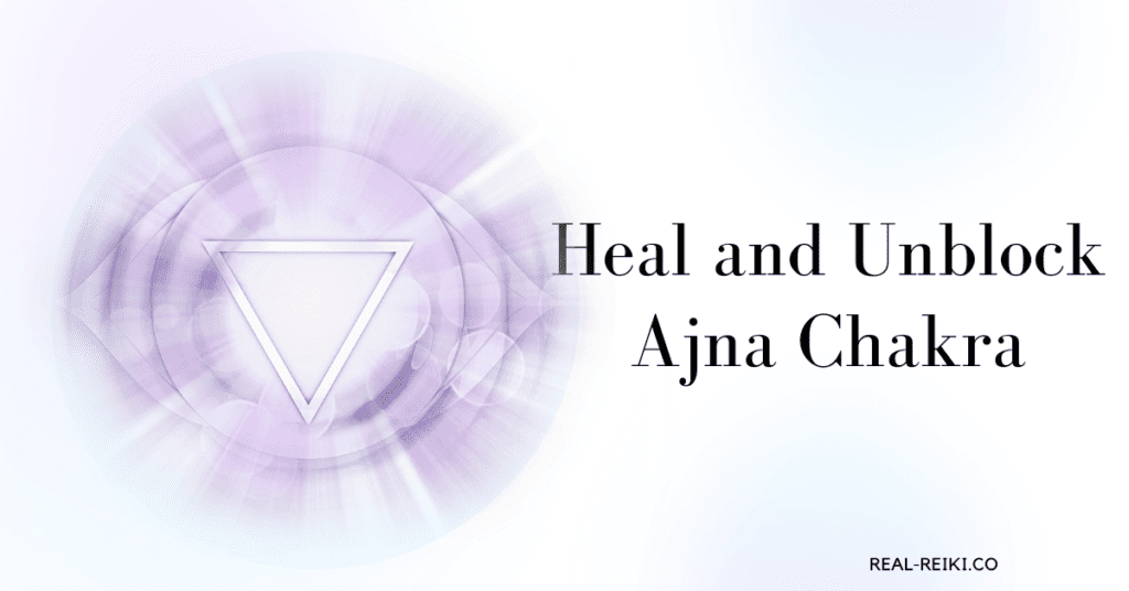 how do you unblock your third eye chakra - third eye chakra symbol with light bursting from its center and title text right side