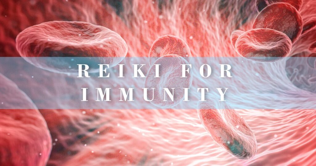 reiki can be used to treat immunity - blood stream illustration with white light in the middle