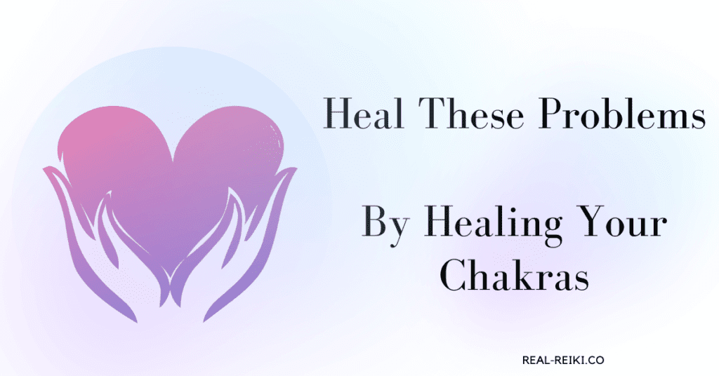 what happens when you heal your chakras - encircled hand holding a heart with title text next to it