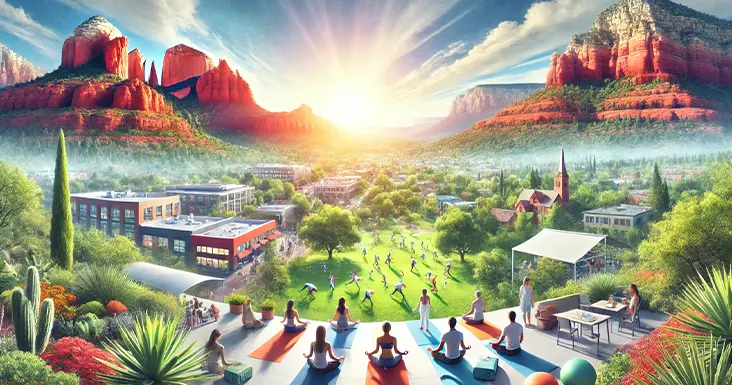 USA city with canyons nature illustrating high vibration city