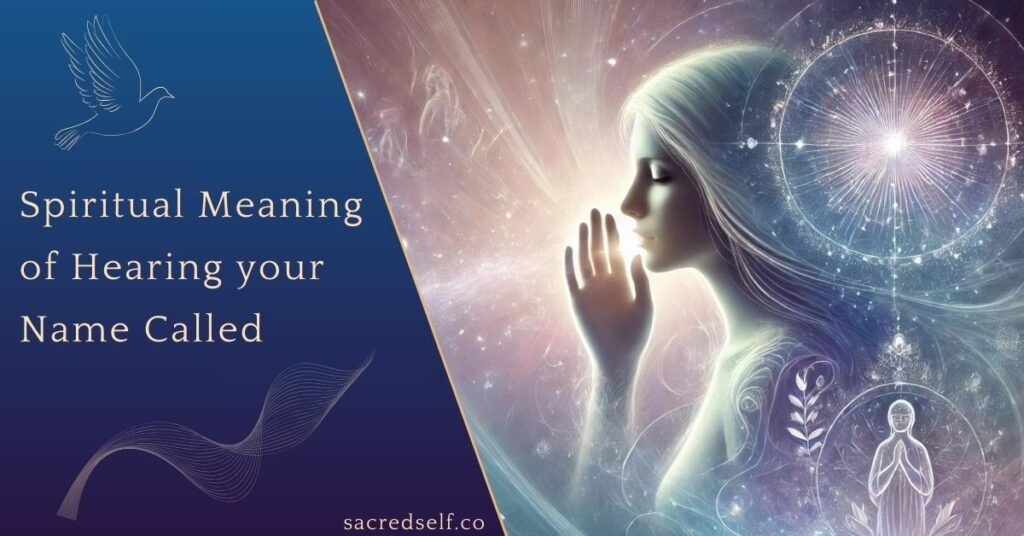 spiritual meanings of hearing your name called - illustrative image with angel female