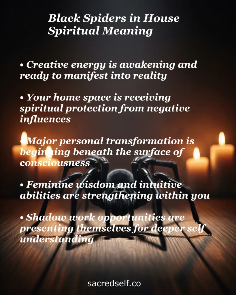 Black spider in house spiritual meaning – symbolism of transformation, protection, feminine wisdom and shadow work